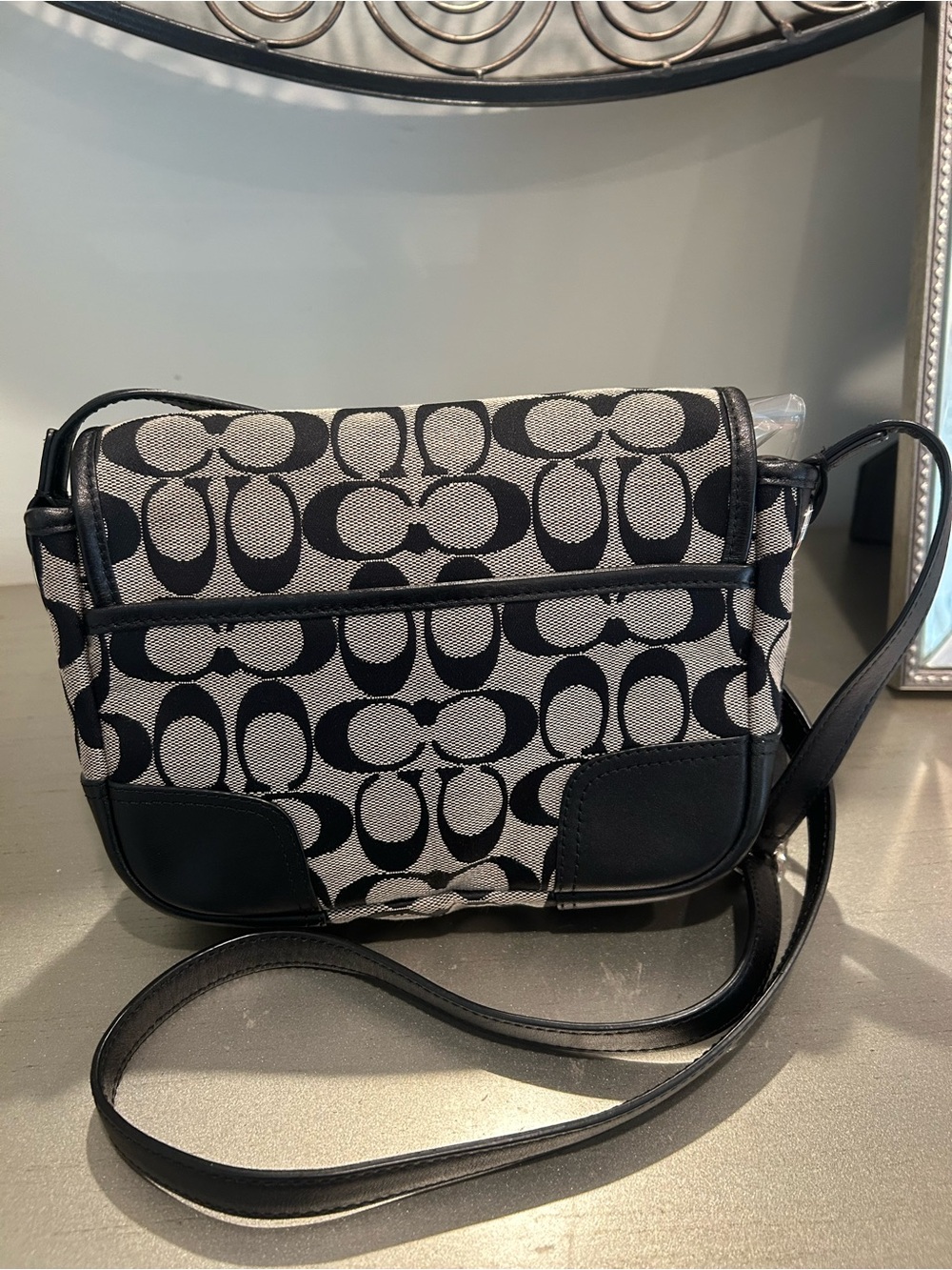 Coach Black/grey Signature Canvas Crossbody Saddle Bag - Picture 5 of 11